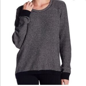 Madewell S black tweed long sleeve oversized  scoop neck sweater